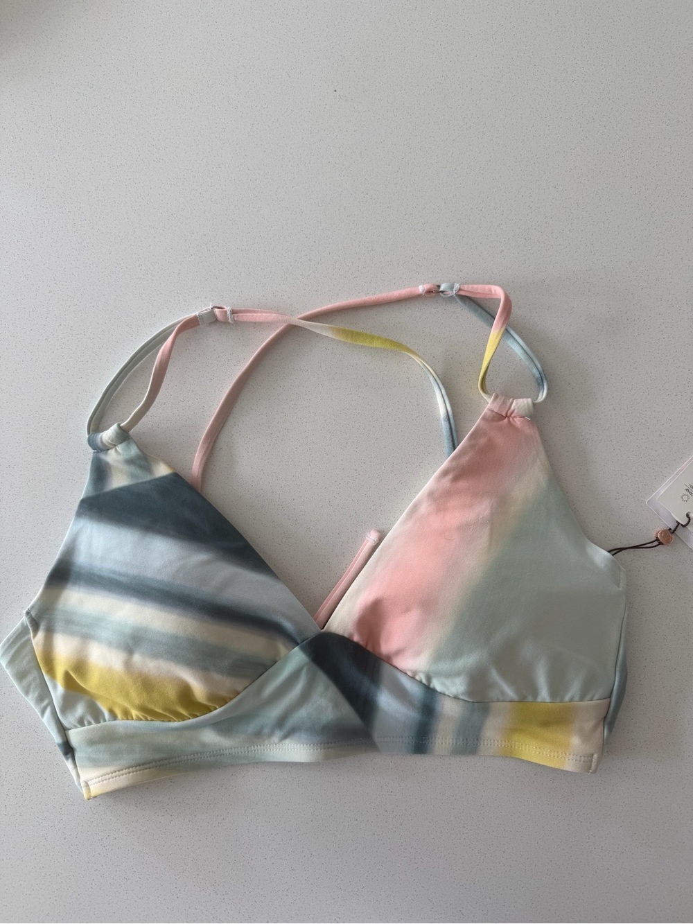 Calia Pastel Tie-Dye Triangle Bikini Top - Pink, Blue, Yellow